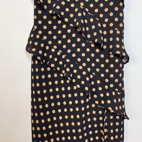 MINKPINK Black Beige Polka Dot Ayat Cami Frill Ruffle Slip Midi Dress Size Small - Picture 4 of 10